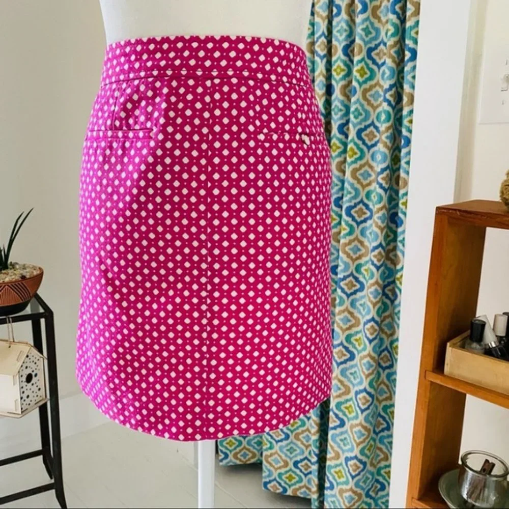 J. Crew Pink & White Polka Dot Mini Skirt (size 4)